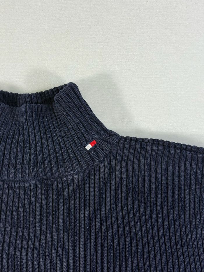 Pull Tommy Hilfiger noir & bleu rayé taille M pour femme col montant parfait état - photo numéro 8