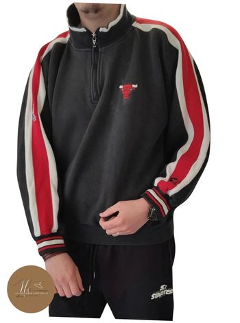 Sweat quart de zip Starter Chicago bulls avec logo bulls et NBA brodé