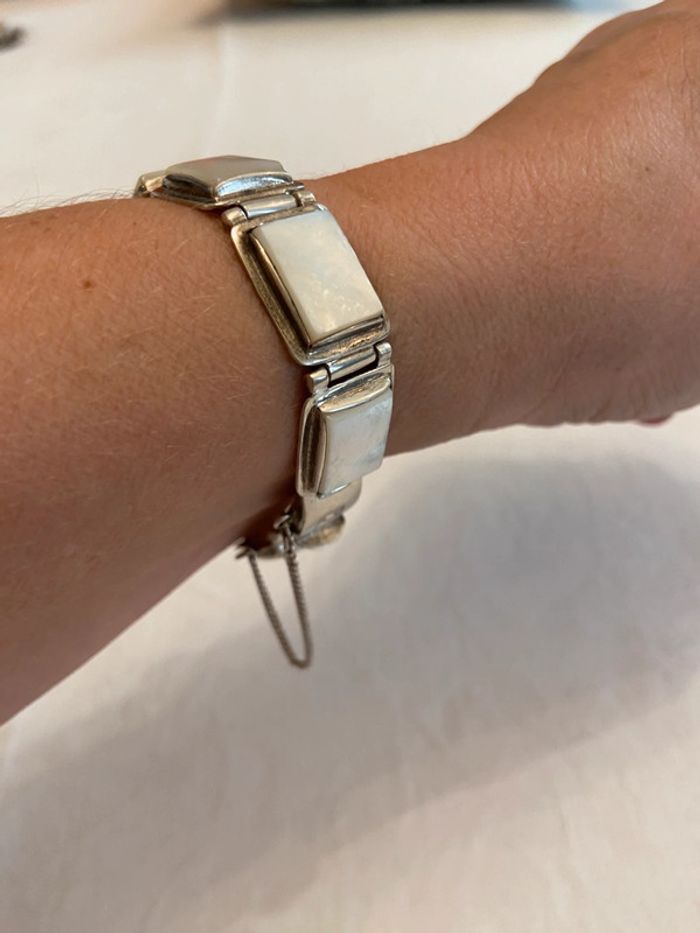 Bracelet vintage en argent et nacre - photo numéro 3