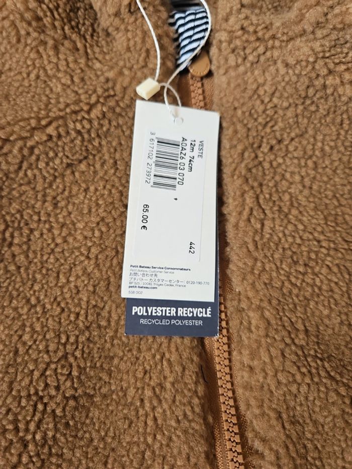 Veste chaude petit bateau neuve 12 mois - photo numéro 3