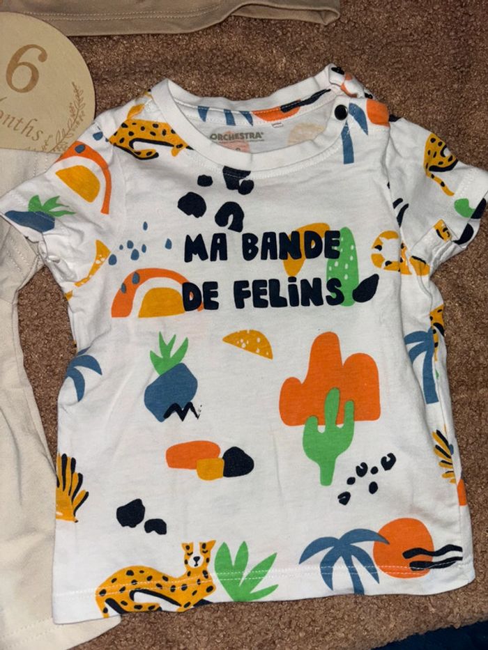 Lot Tee shirt été 6 mois animaux jungle - photo numéro 3