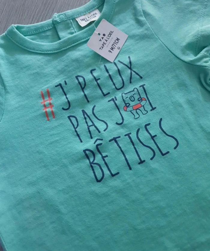 Tee shirt tape à l œil  neuf 9 mois 71 cm - photo numéro 2