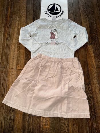 T-shirt et jupe velours petit bateau 4 ans