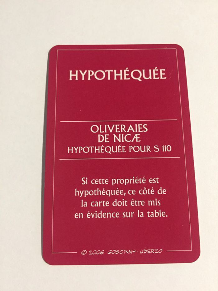 Carte Oliveraies de Nice pièce jeu de société Monopoly le tour de Gaule d'Astérix Hasbro #A53 - photo numéro 2
