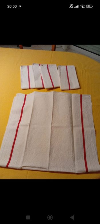 5 Torchons anciens - Toile de coton 