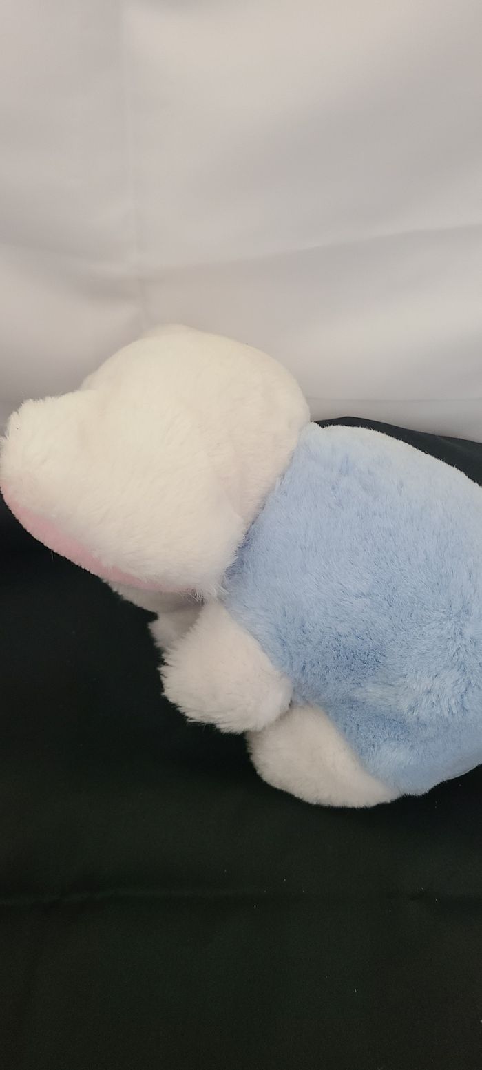 Ancienne peluche doudou Elephant Vintage bleu blanc rose grelot Boulgom 22 cm - photo numéro 2