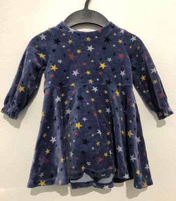 Robe en velours bleu marine avec étoiles Petit Bateau