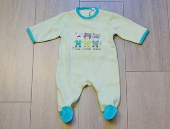 Pyjama hiver vert anis. Garçon 3 mois. Marque Kitchoun