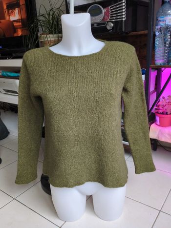 Pull alpaga vert olive American vintage S