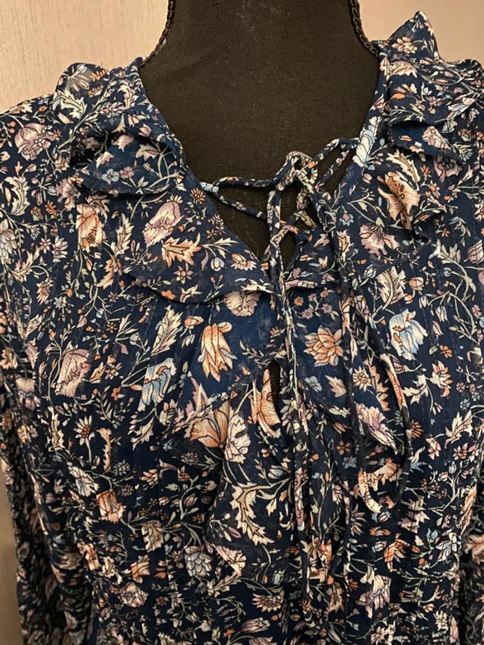 Haut en voile imprimé floral bleu foncé - photo numéro 3