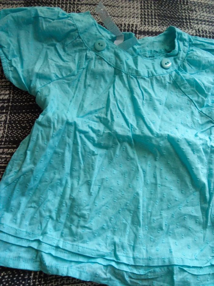 T-shirt bleu - Miss cutie - 9/12Mois - photo numéro 2