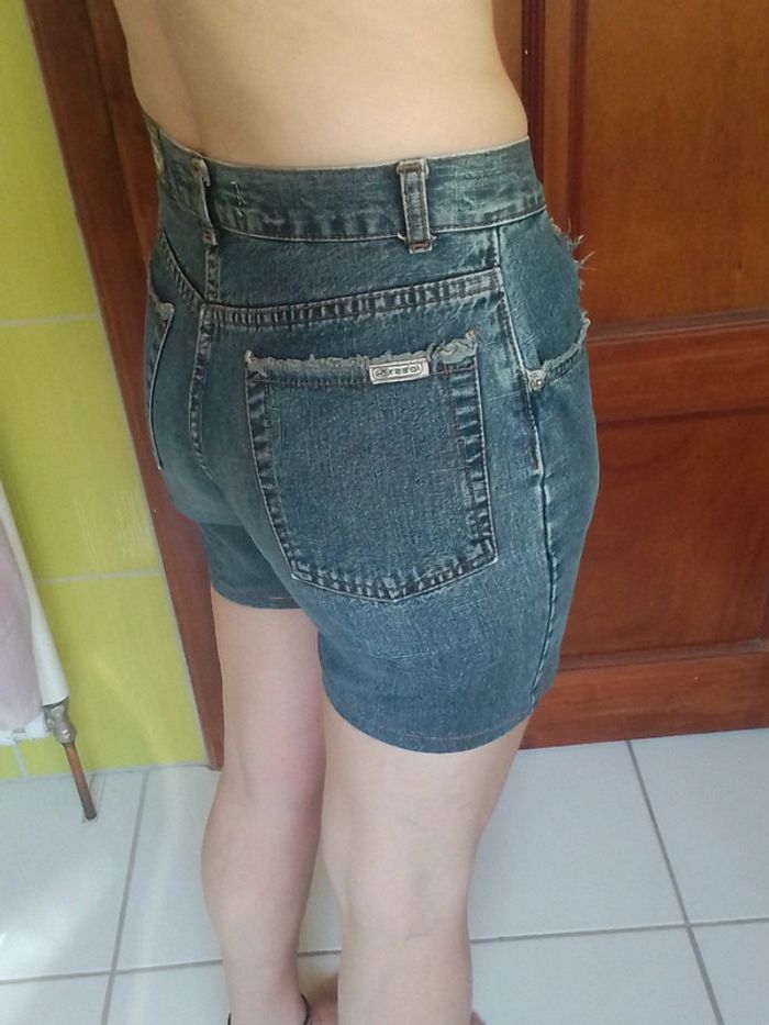 Short bleu en simili jean femme Id'est - photo numéro 7
