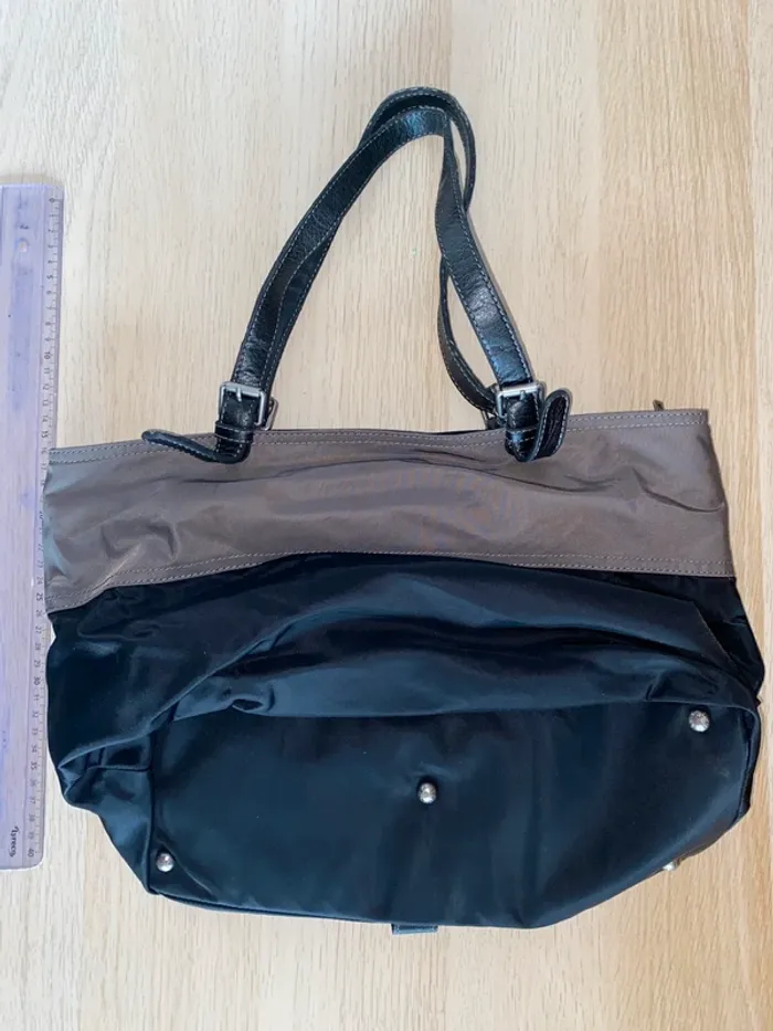Sac à main fourre tout grand tissu Lancaster Paris rouge gris noir - photo numéro 4