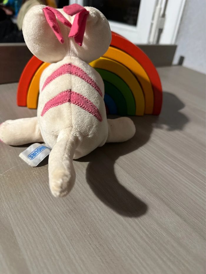 Doudou chat nounours banc et Rose - photo numéro 2