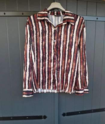 Chemise rayures noir marron motif vintage