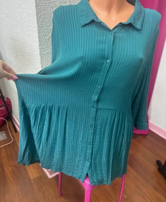 Tunique/robe verte à rayures argentées - photo numéro 2