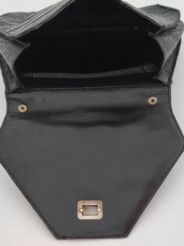 Pochette noir cuir imitation écaille 80-90 / JW - 22x21x5cm - photo numéro 6