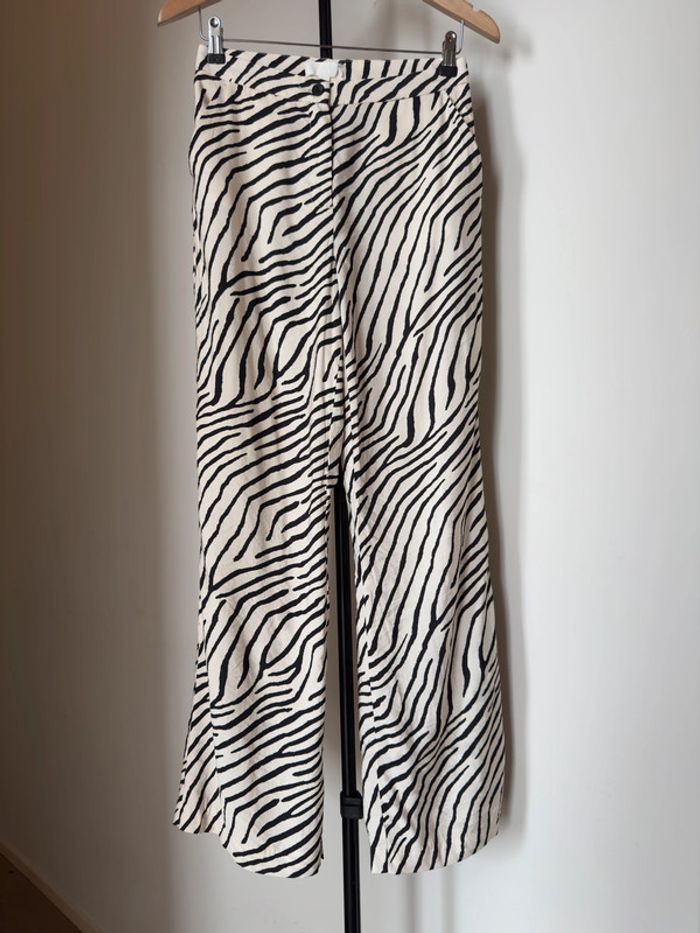 Pantalon évasé imprimé zèbre noir et blanc 36 H&M