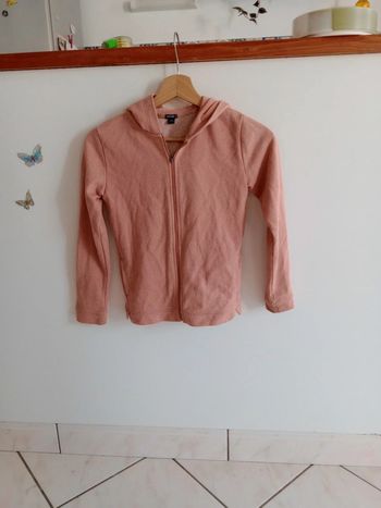 Gilet fille zippé 10 ans rose paillette c83