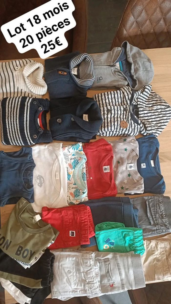 Lot garçon 18 mois 20 pièces