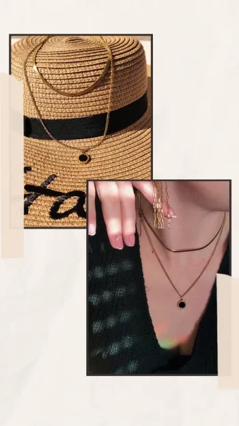 Collier double chaine Eterna V