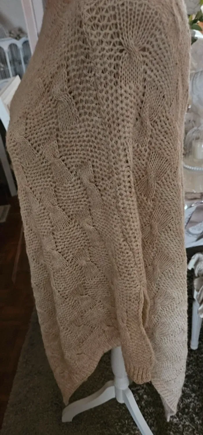 Pull poncho asymétrique beige Taille Unique (42/44) - photo numéro 3