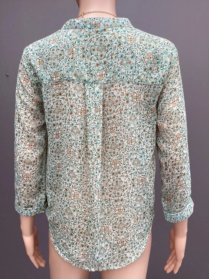 Blouse cache cache fluide à fleurs vert d’eau – Taille 36 – Très bon état - photo numéro 5
