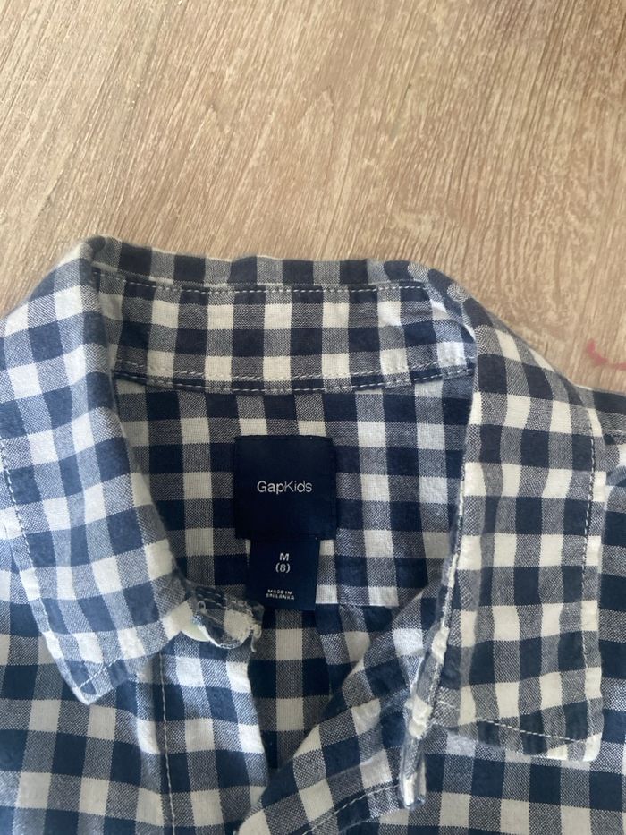 Chemise à carreaux bleue marine blanc Gap - photo numéro 2