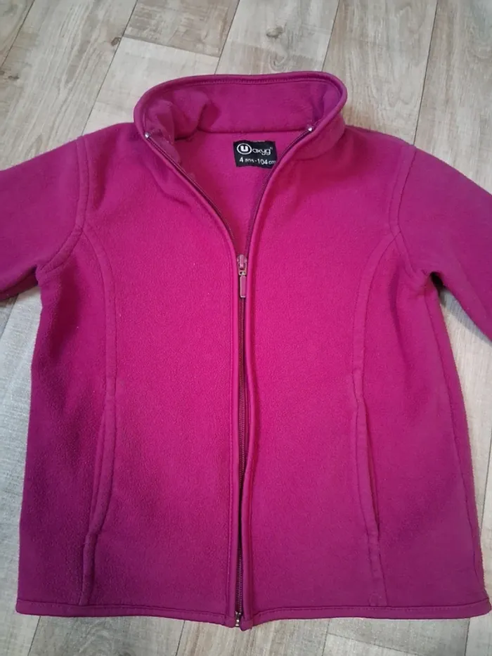 Veste zippée polaire fille fuchsia 4 ans - photo numéro 3