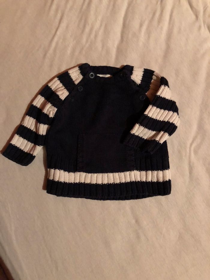 Pull marine et blanc - photo numéro 2
