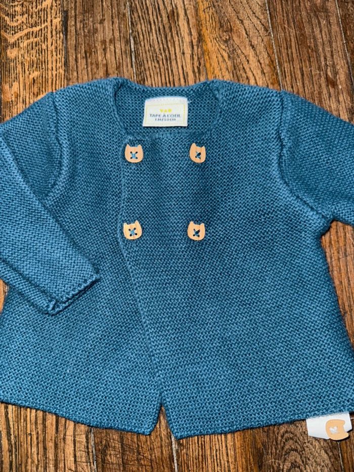 Gilet Tao maille 1 mois Bleu canard - photo numéro 2