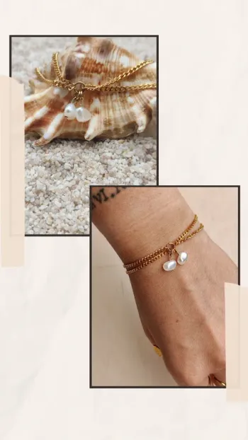 Bracelet Perléa - acier inoxydable doré