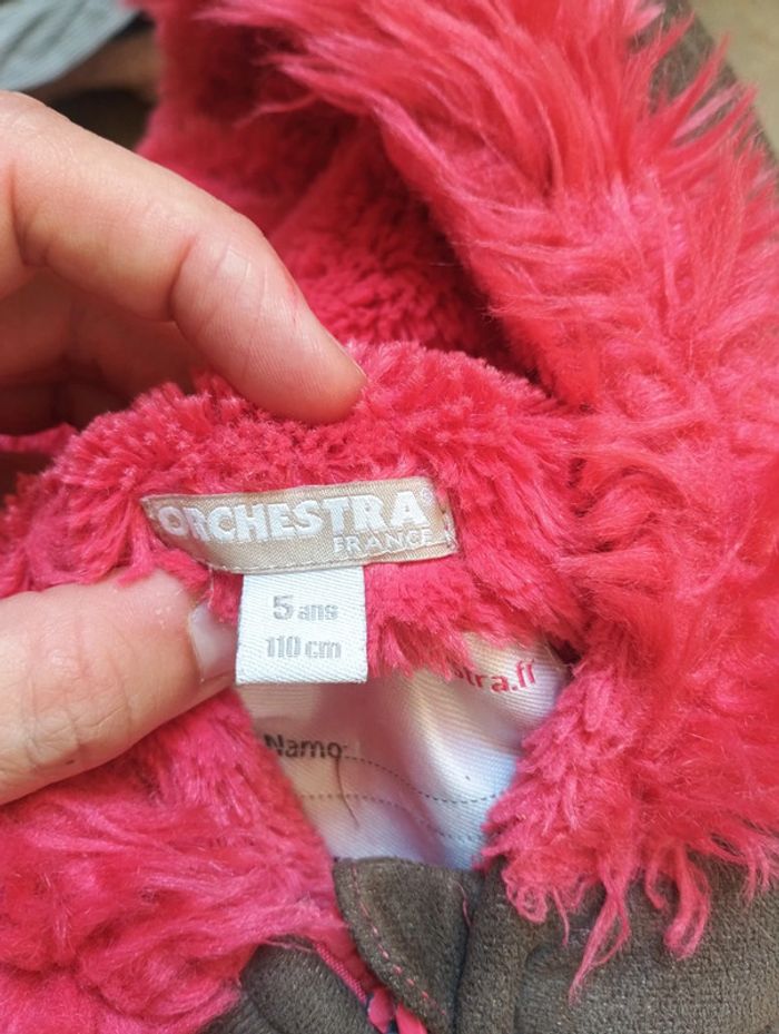 Manteau fourré chaud avec capuche zippé Fille 5 ans Fleurs Orchestra - photo numéro 2