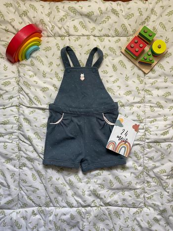 salopette short bleu gris obaibi 23 mois