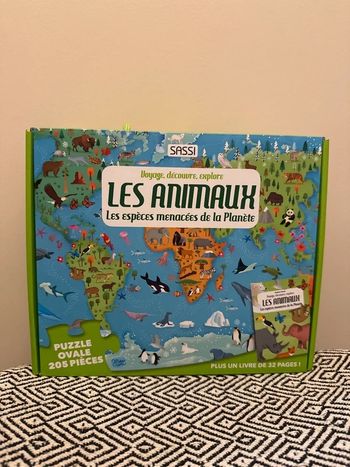 Sassi - Coffret Les animaux : les espèces menacées de la planète puzzle et livre