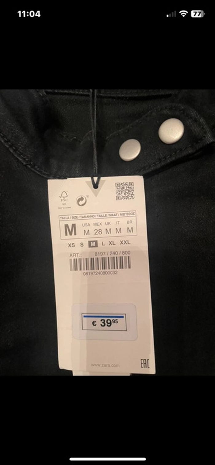 Veste en jean noir Zara, taille M neuve avec étiquette - photo numéro 2