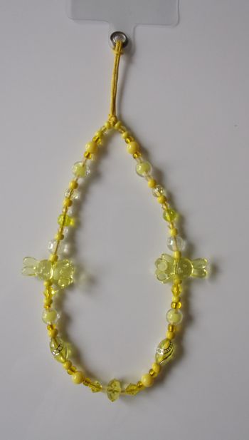 Cordon bracelet déco pour portable lapin jaune