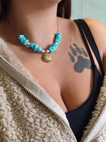 Collier coquillage turquoise ✅