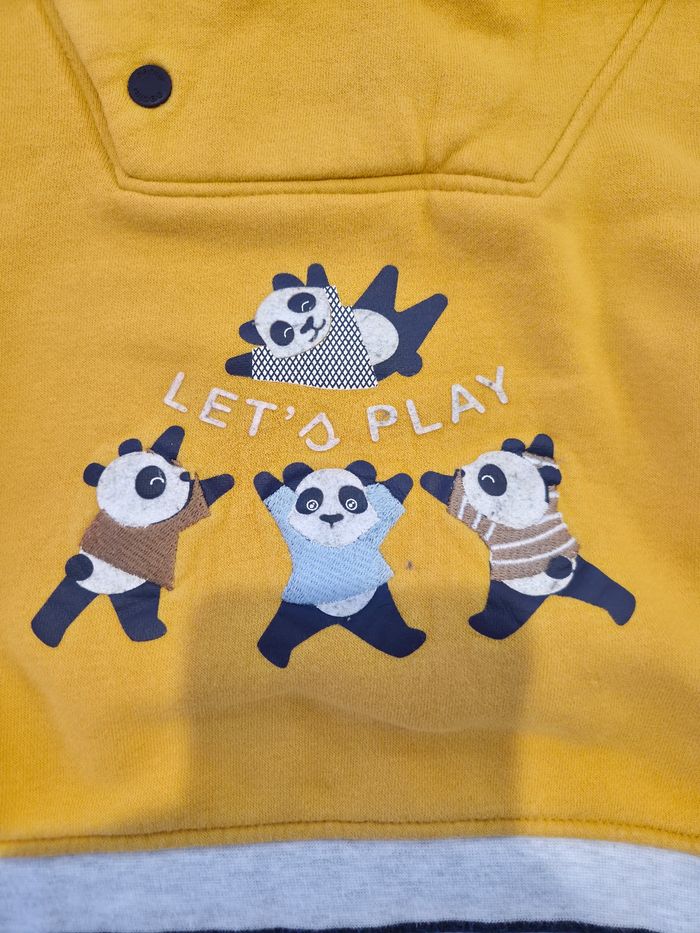 Sweat a capuche jaune avec panda, Obaïbi, 18 mois - photo numéro 2