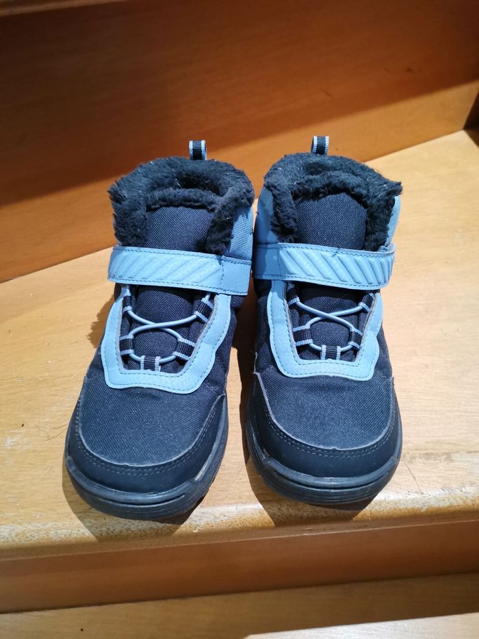 Bottines fourrées garçon T31 idéales pour la neige Quechua gris/bleu