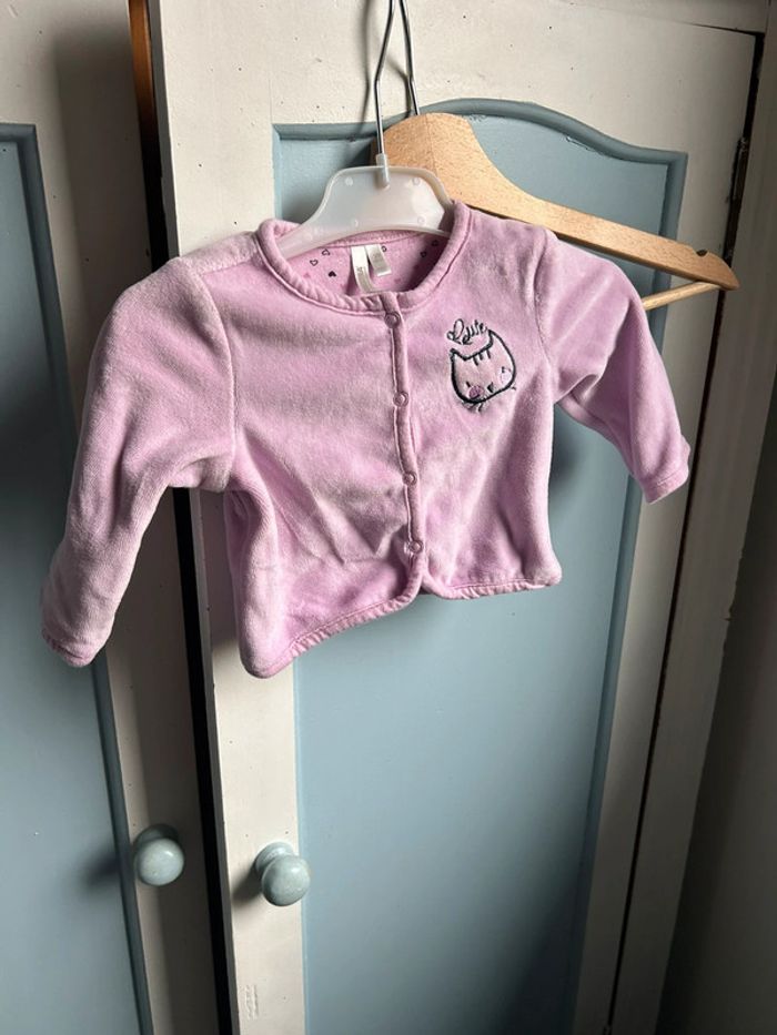 Gilet orchestra lilas , avec motif chat , 3 mois