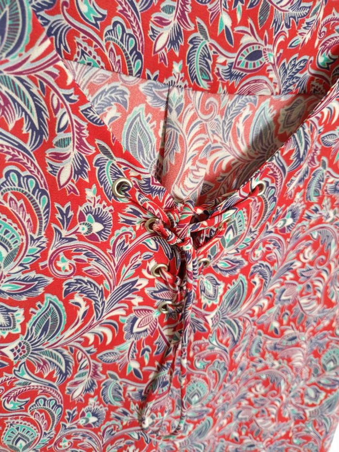 Haut rouge à motif cachemire vintage - photo numéro 2