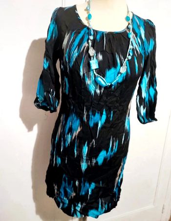 💎robe femme coloré design noir bleu indigo t s 36 marque envie collection vintage état impeccable