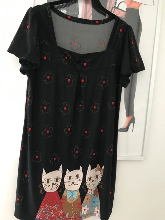 Tunique fluide chat vintage Xl - photo numéro 4