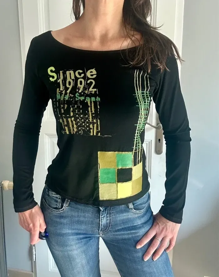 louse manches longues imprimé graphique – Mia Soana (T38 / M) - photo numéro 5