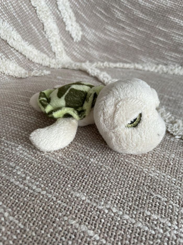 Peluche doudou 13cm ty tortue beige et verte très bon état - photo numéro 2