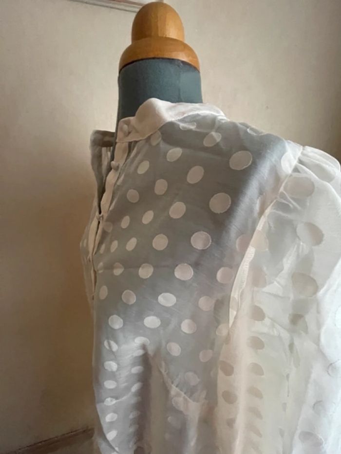 Robe organza écru jacquard à pois neuve t M - photo numéro 13