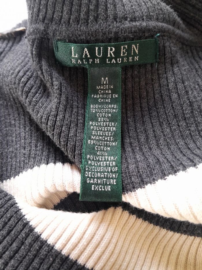 Pull rayé moulant Ralph lauren brodé RL taille M - photo numéro 4