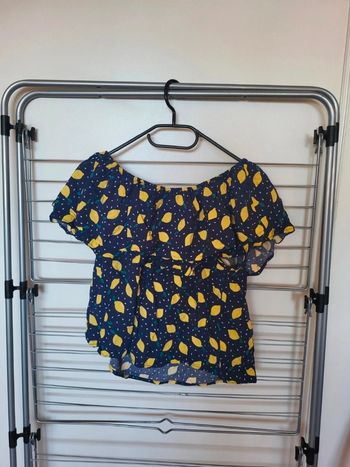 T-shirt bleu motif citrons