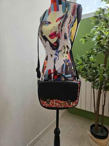 Sac à bandoulière en cuir et toile vintage